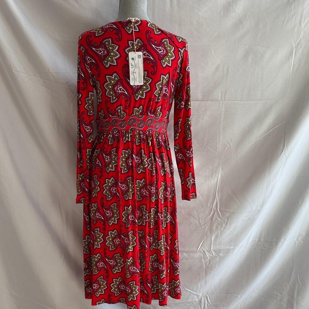 Boden Thea Red Paisley Long Sleeve Midi Dress - Picture 4 of 9